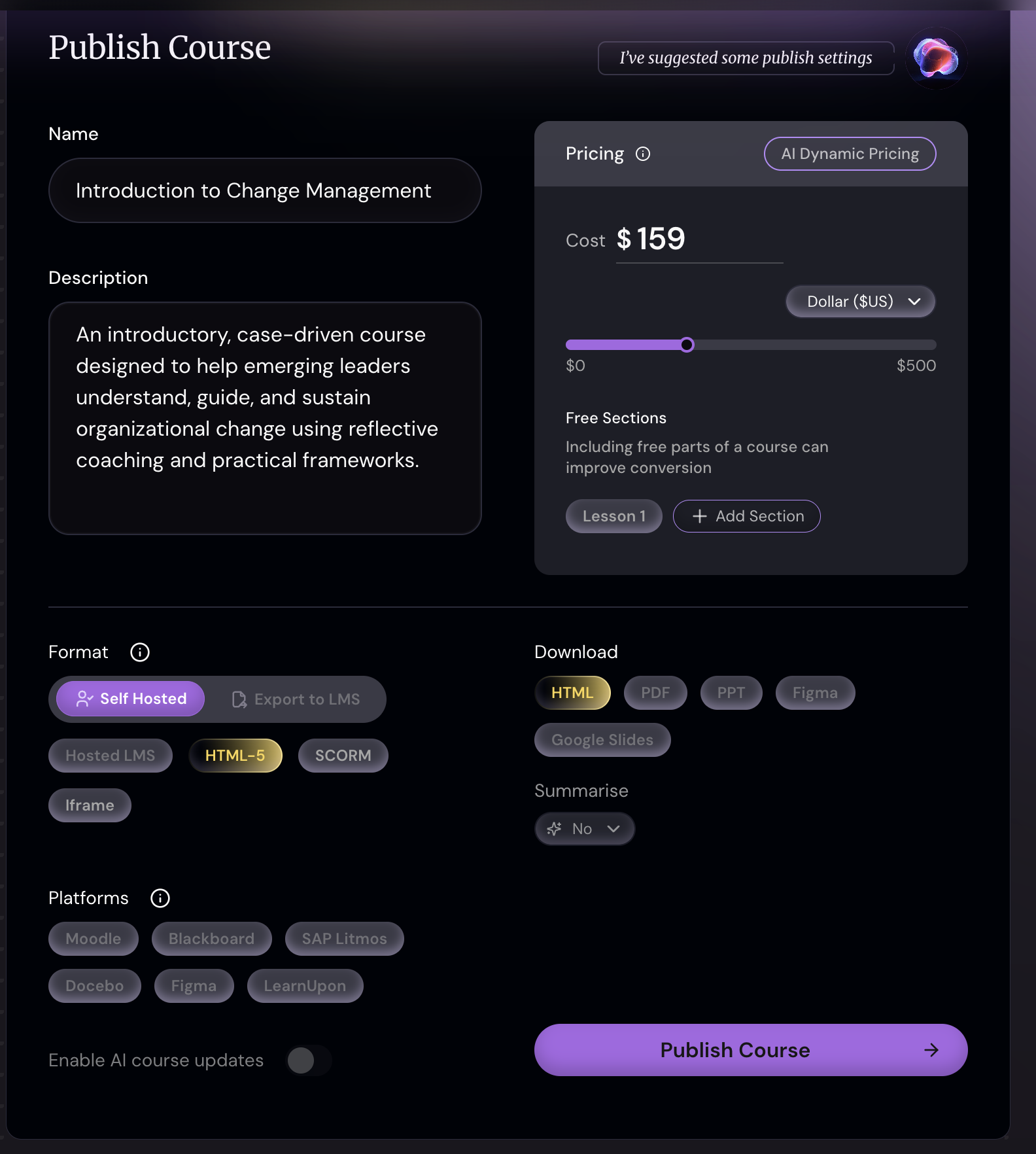Publish stage preview
